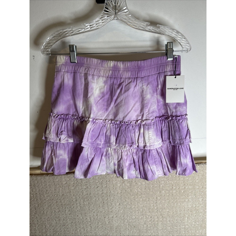 Generation Love Athena Lilac Tie Dye Tiered‎ Skirt Large NEW NWT $165